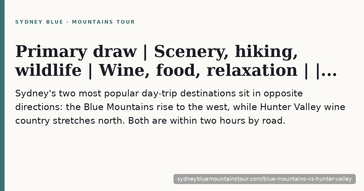 Blue Mountains vs Hunter Valley comparison guide